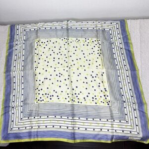 Paoli Made In Japan Green Blue Floral Retro Square Scarf 26.5" X‎ 26.5" Vintage